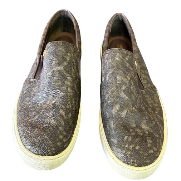 Michael Kors Brown MK Monogram Slip On Loafers Size 8 - Picture 3 of 7